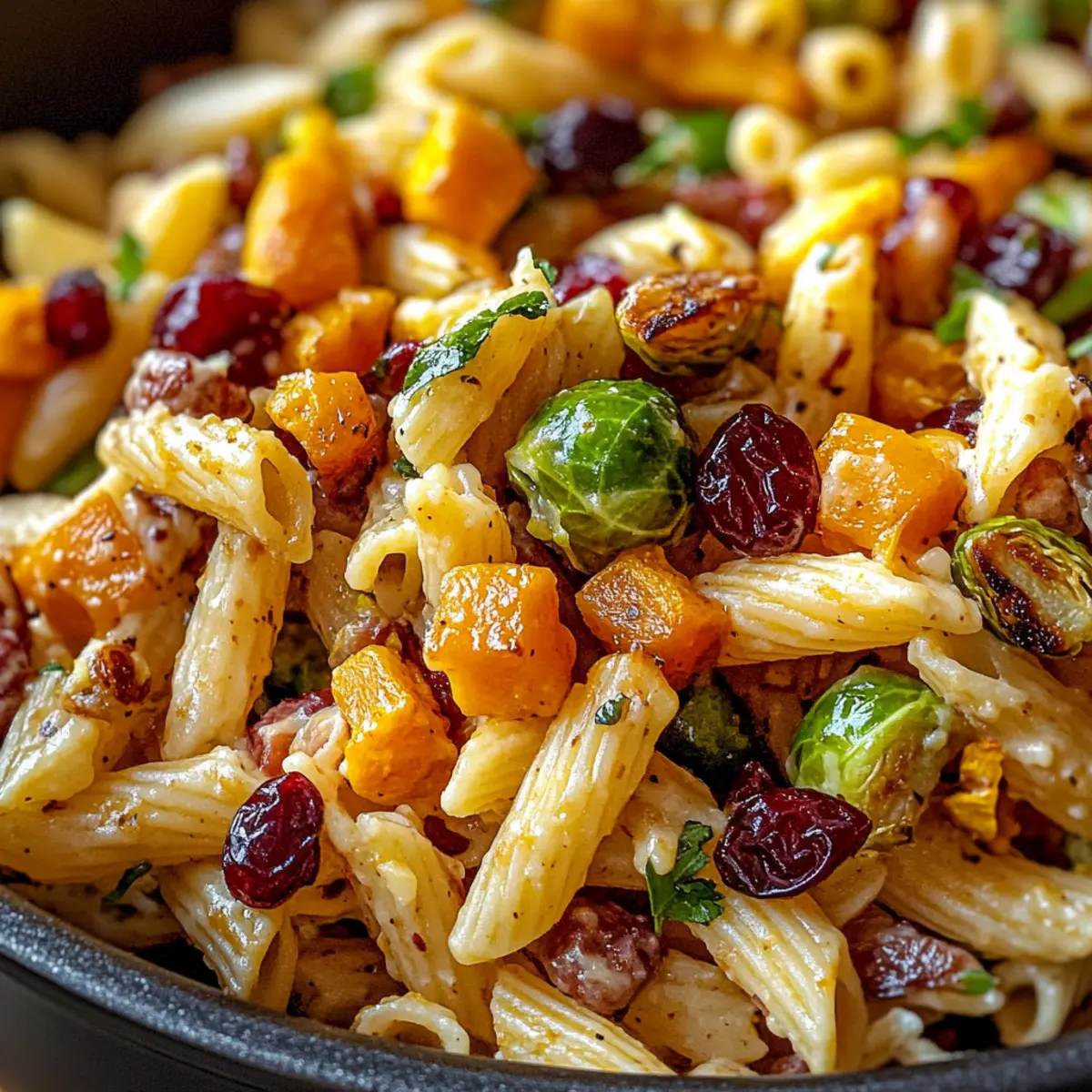 Ernte-Nudelsalat mit Kürbis und Cranberries