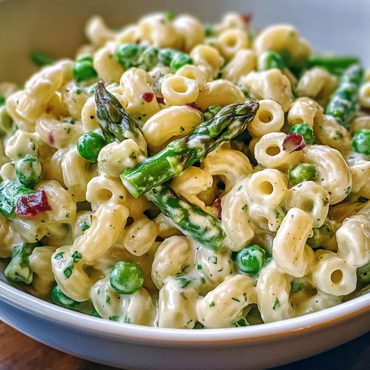 Zitronen-Dijon Spargel und Erbsen Makkaroni Salat