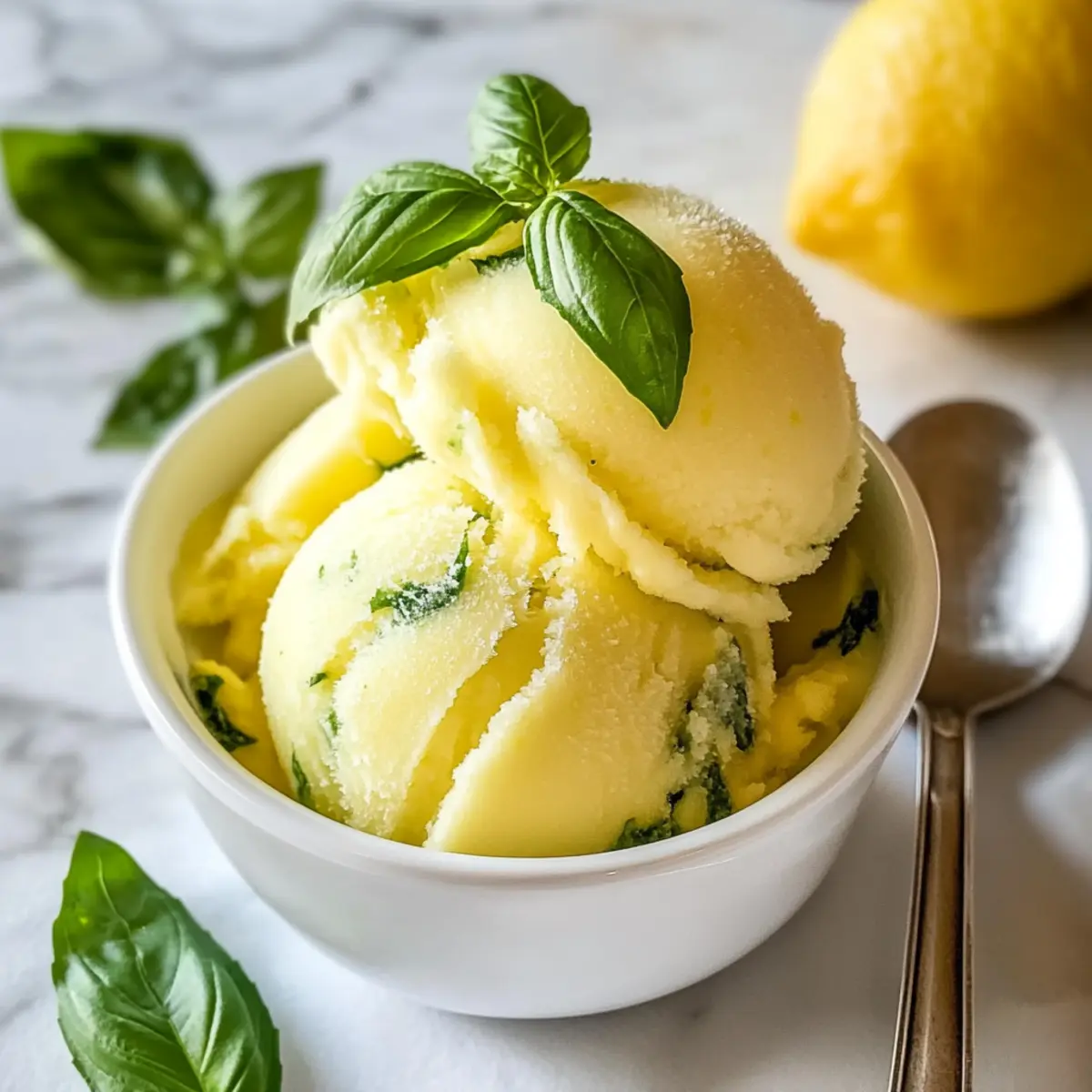 Zitronen-Basilikum-Sorbet für heiße Tage