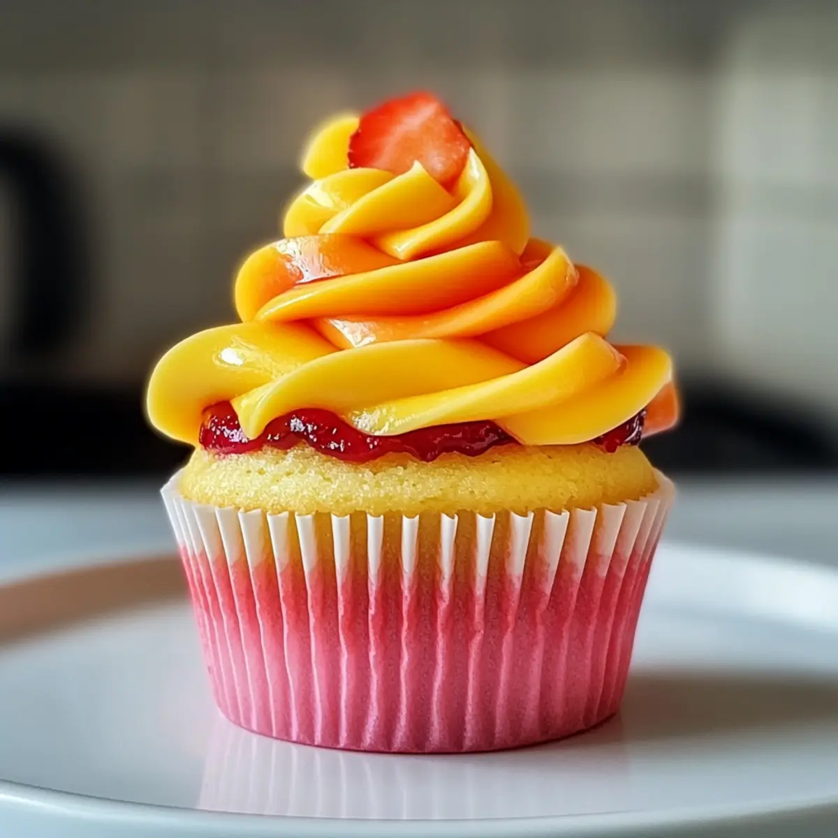 Mango Erdbeer Sonnenuntergang Muffins einfach gemacht
