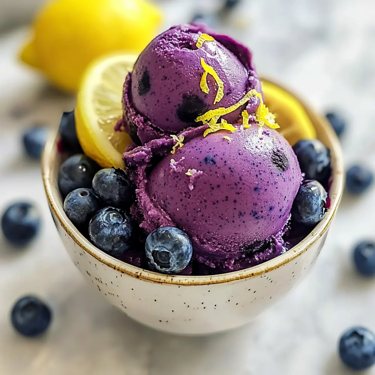 Kein Churn Blaubeer-Zitronen-Sorbet für heiße Tage