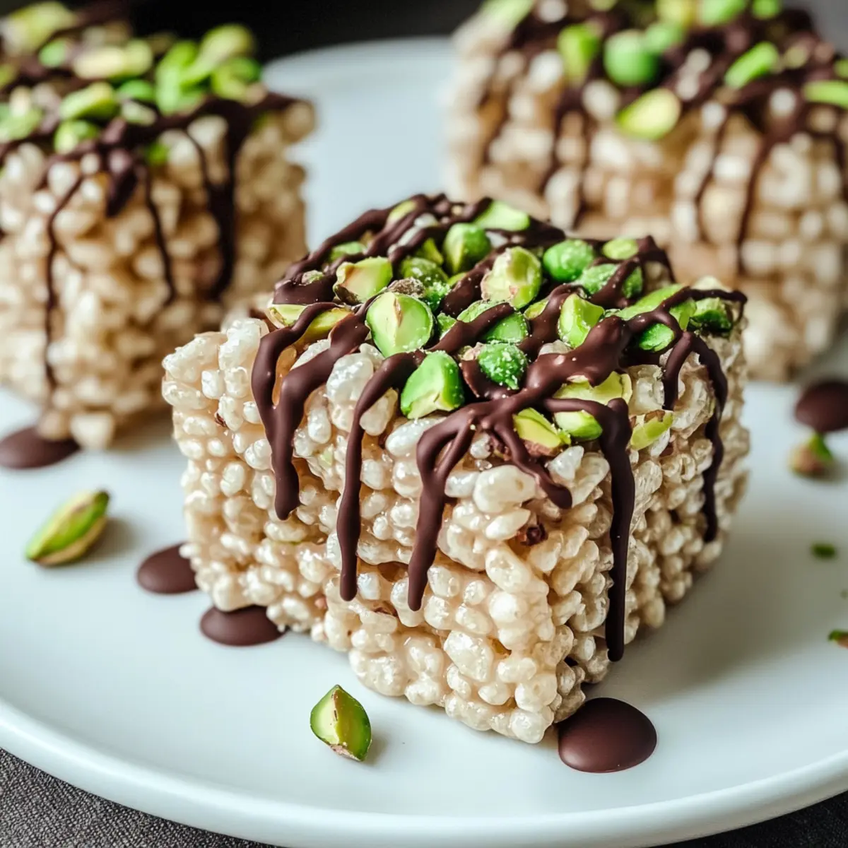 Pistazien-Reis-Krispies mit Schokoladenguss