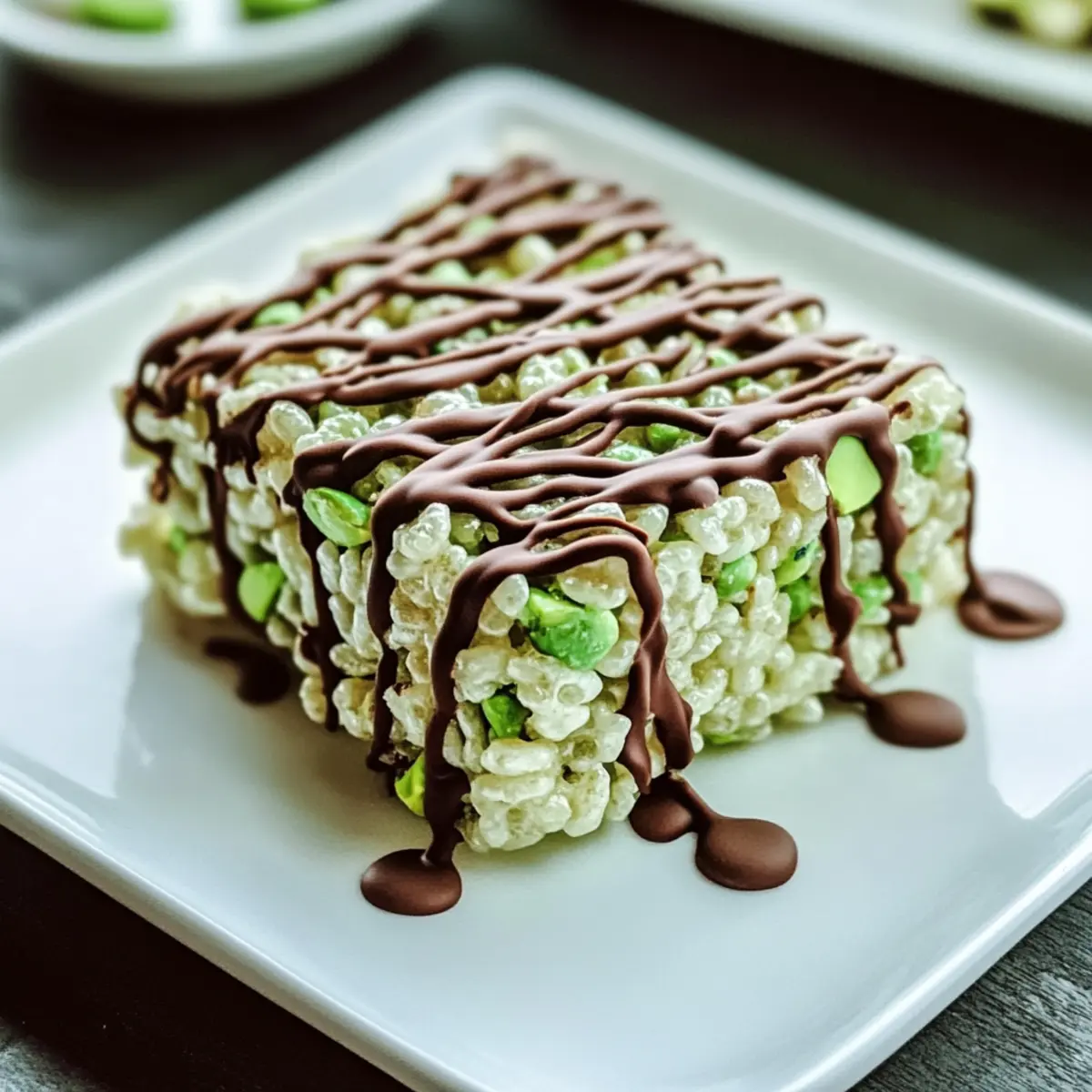 Pistazien-Reis-Krispies mit Schokoladensoße