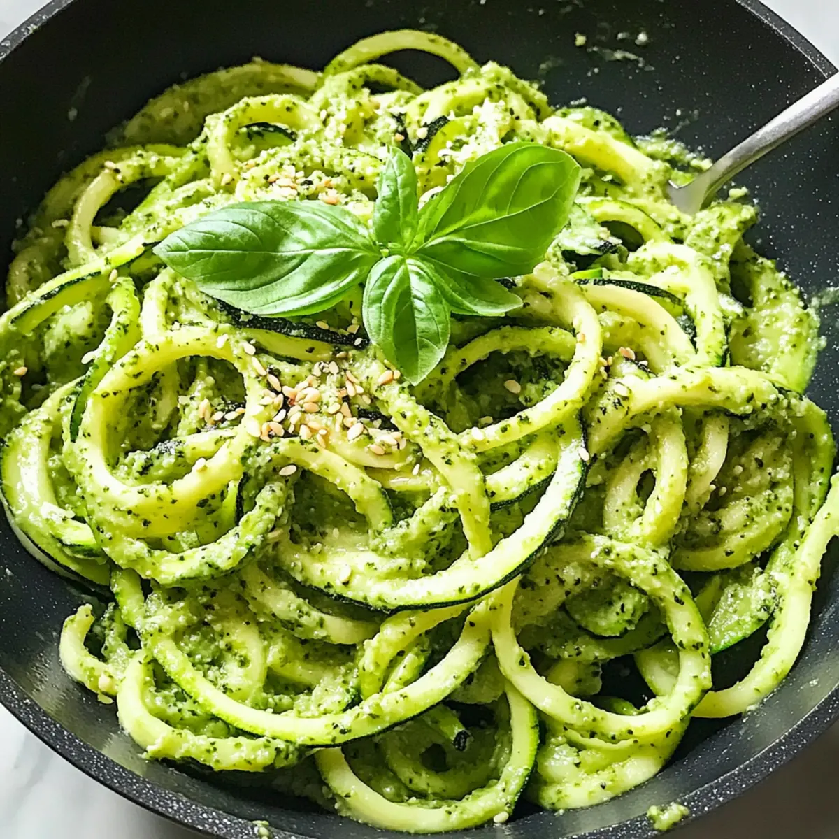 Rohe Avocado-Pesto Zucchini-Nudeln für heiße Tage