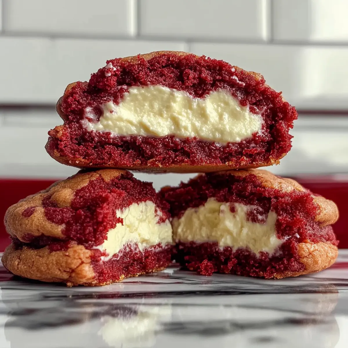 Rote Samt Käsekuchen gefüllte Kekse selber machen