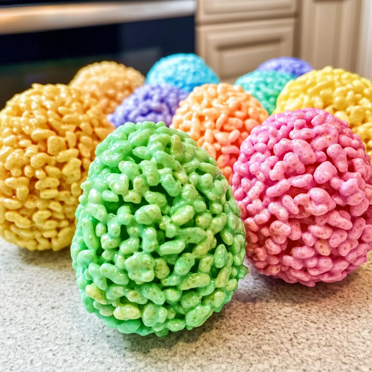 Bunte Rice Krispie Ostereier für dein Fest