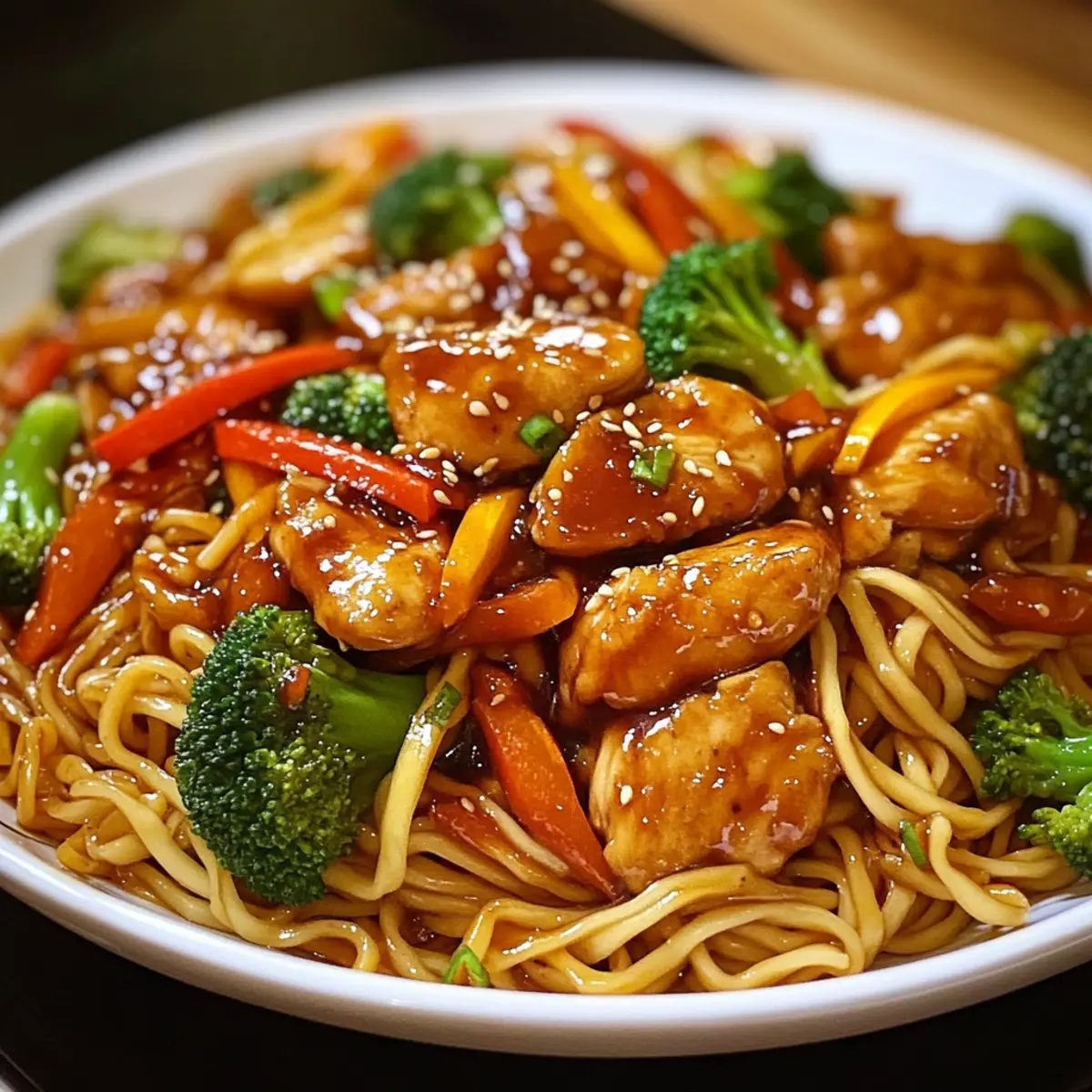 Klebrige Knoblauch-Hühnchen-Nudeln für schnelle Genussmomente