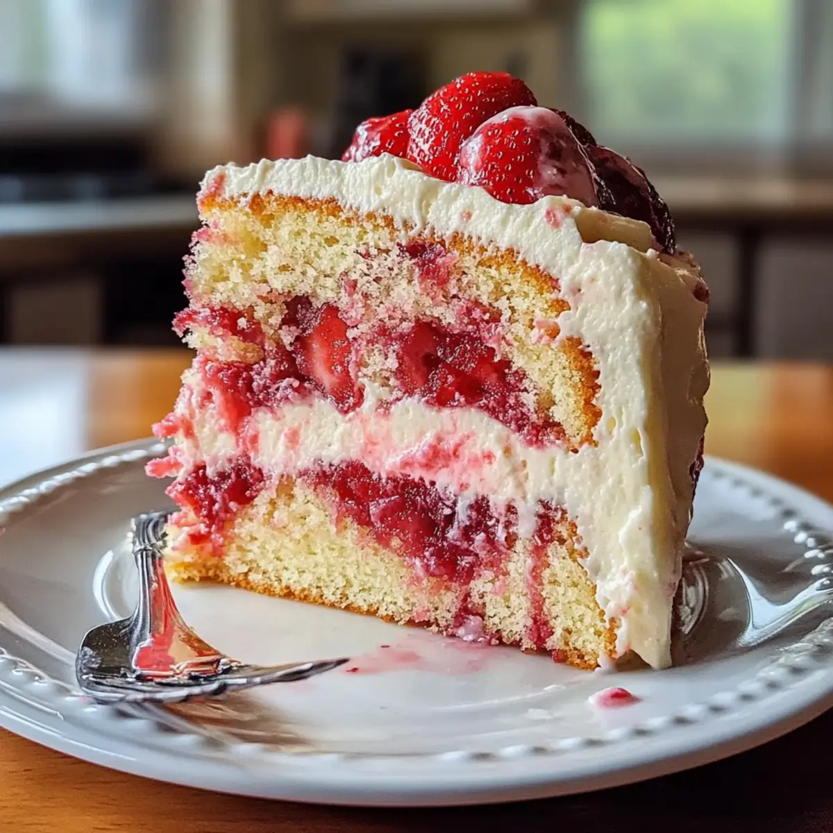 Erdbeer-Erdbeben-Kuchen mit Frischkäse-Wirbel