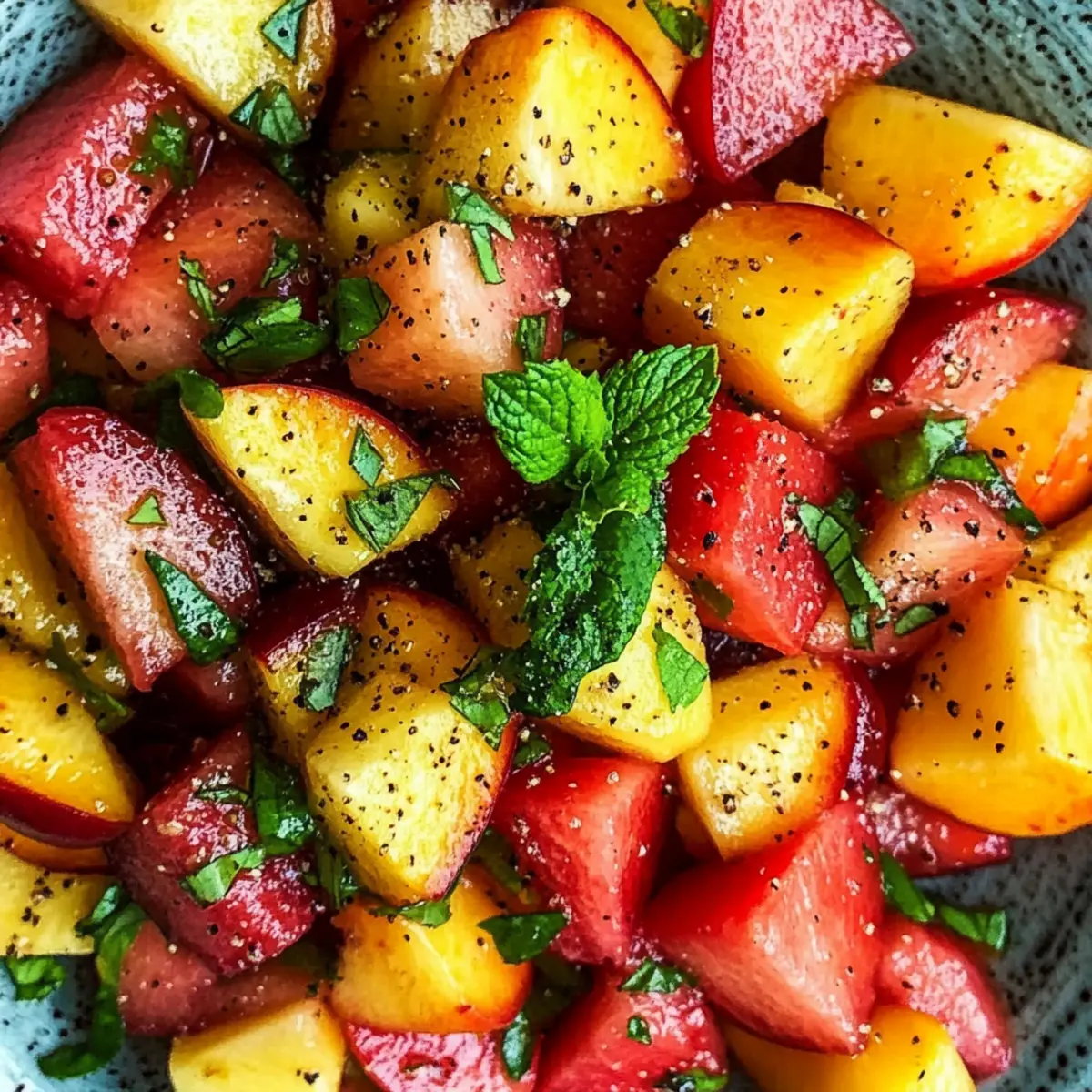 Sommer Pfirsich Wassermelonen Salat – Erfrischend lecker