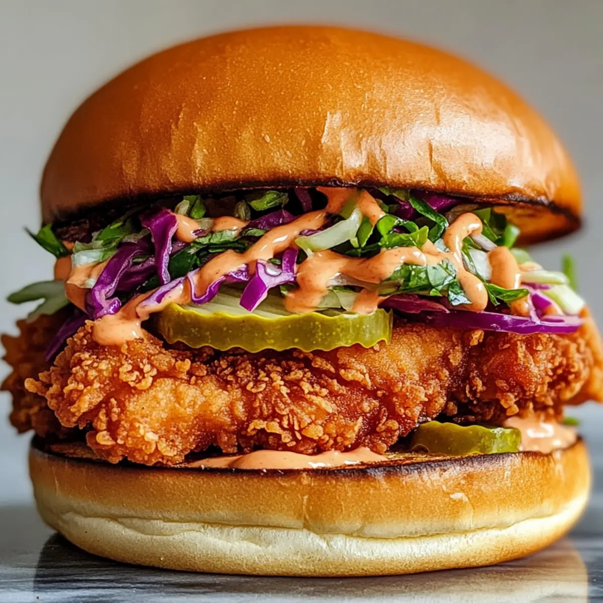 Thailändisches frittiertes Hähnchen Sandwich Genuss