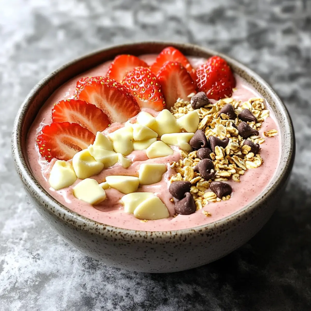 Weiße Schokoladen-Erdbeer-Smoothie-Schüssel Rezept