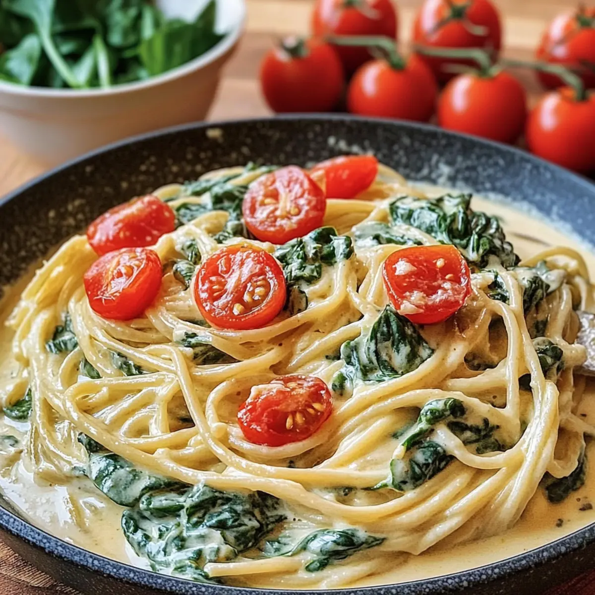 15 Minuten Spaghetti mit Spinat-Frischkäse-Soße