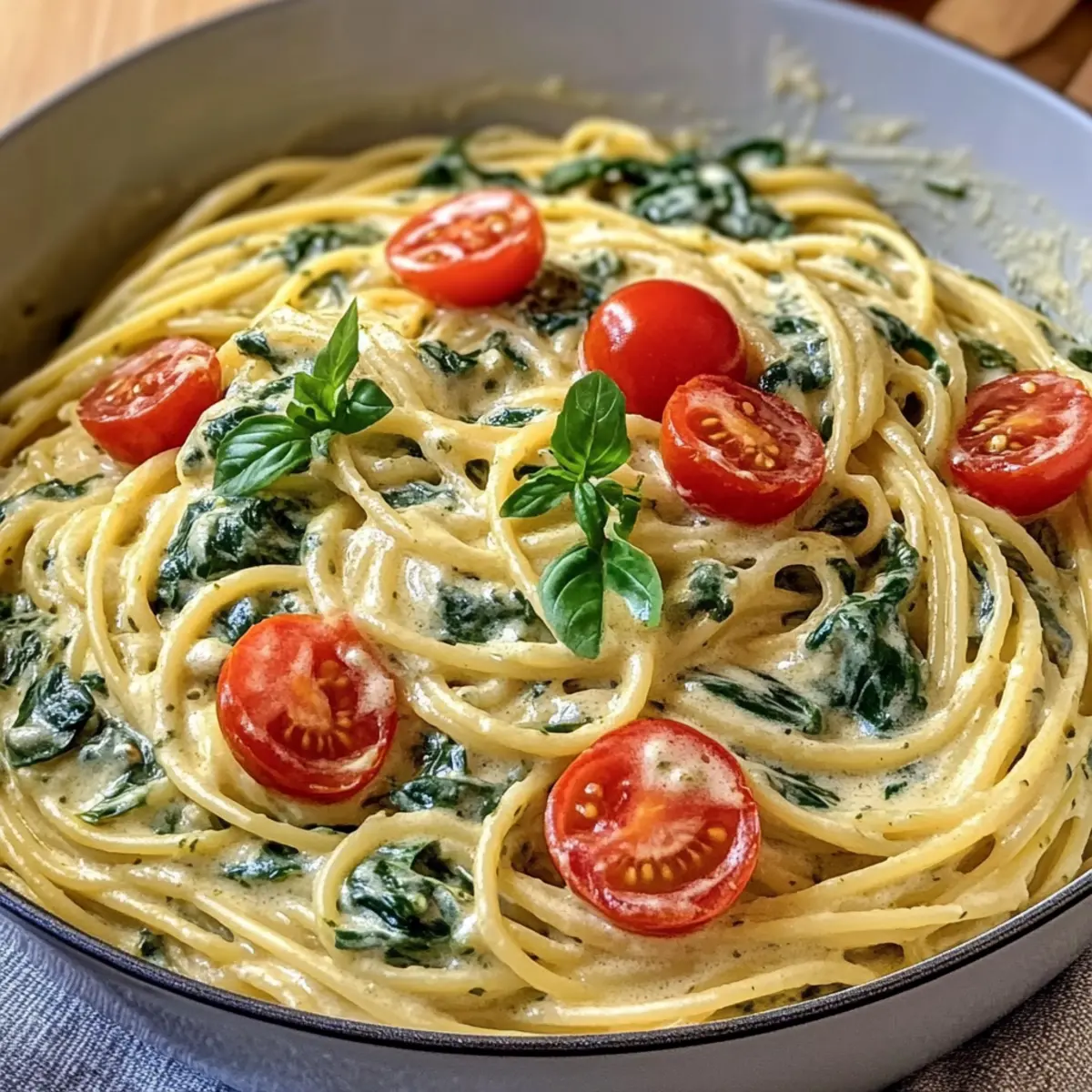 15 Minuten Spaghetti mit Spinat-Frischkäse-Sauce