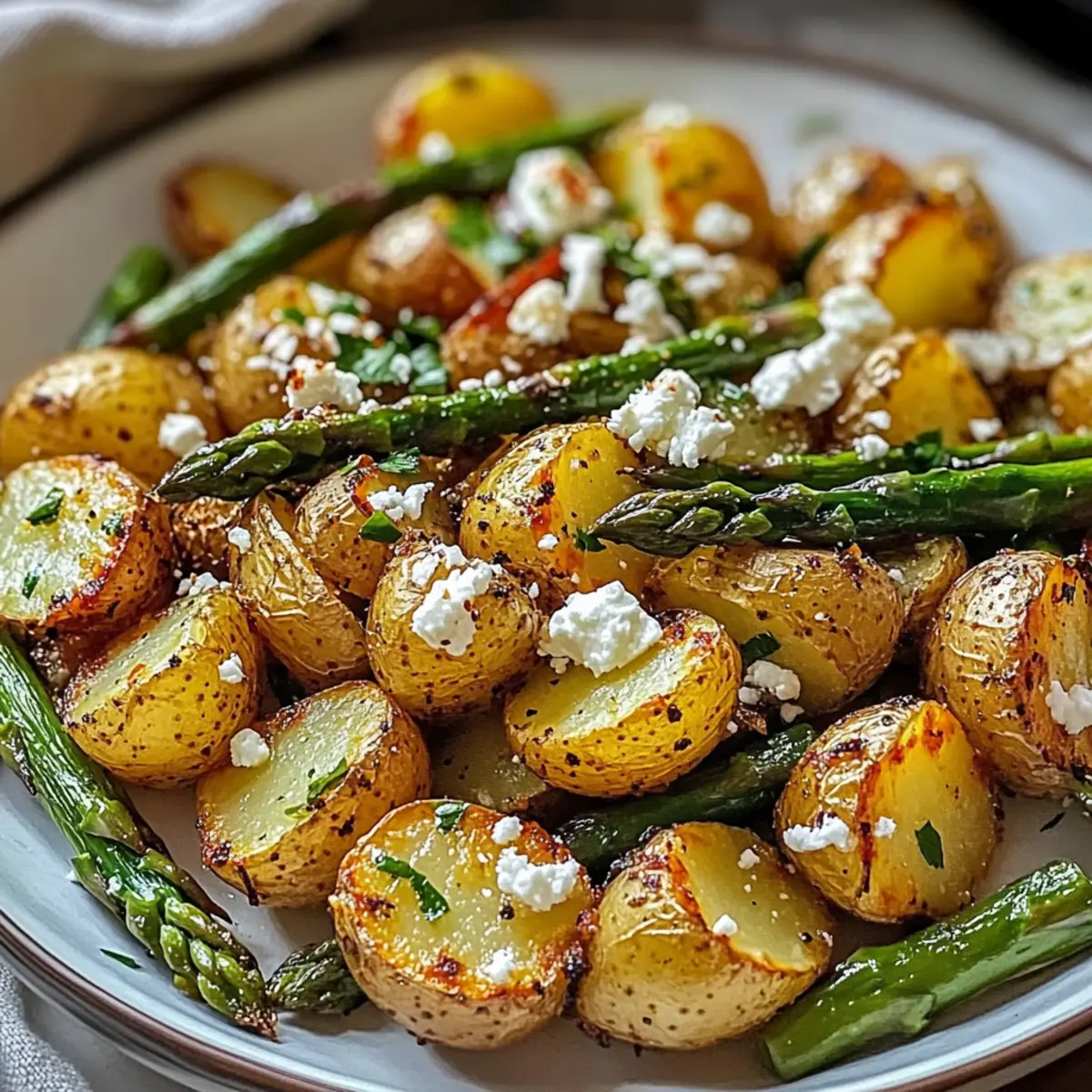 Gebackene Kartoffeln mit grünem Spargel lecker und einfach