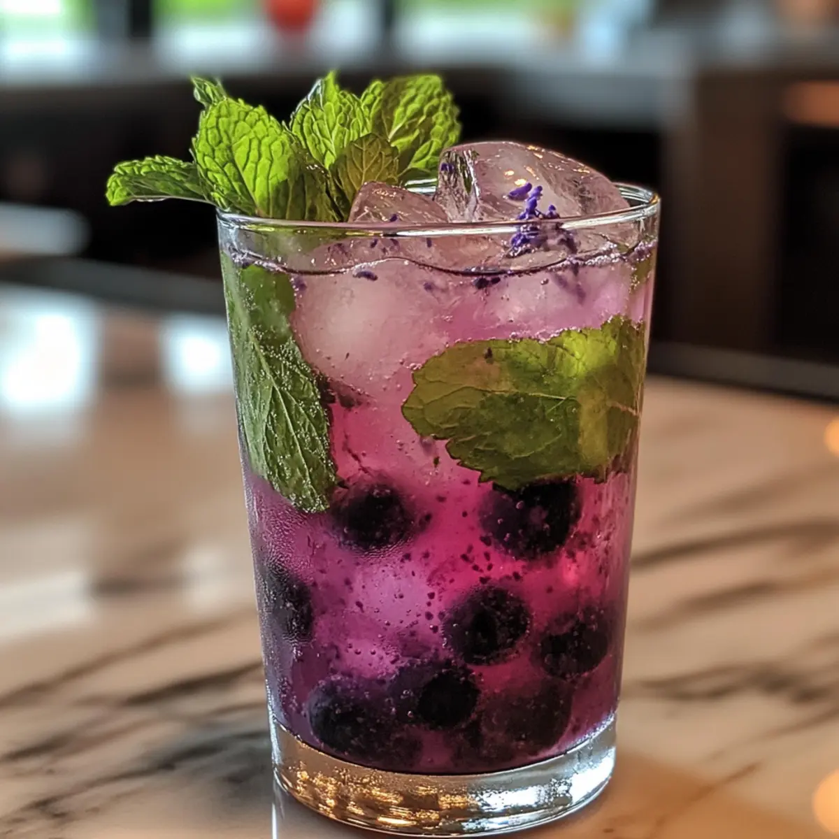 Blaubeer Lavendel Mojito Mocktail für heiße Tage