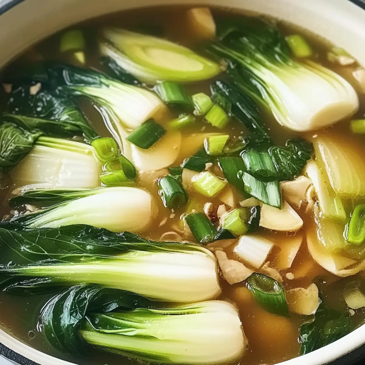 Bok Choy Suppe mit Knoblauch und Ingwer in 15 Minuten