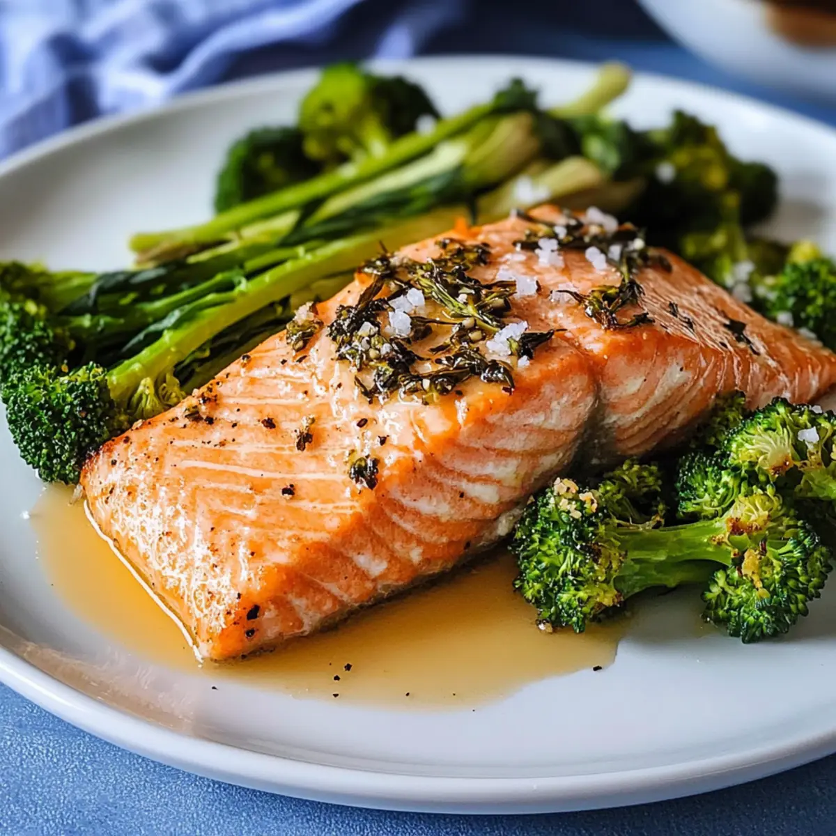 Buttrig gebackener Lachs mit Baby-Brokkoli ganz einfach