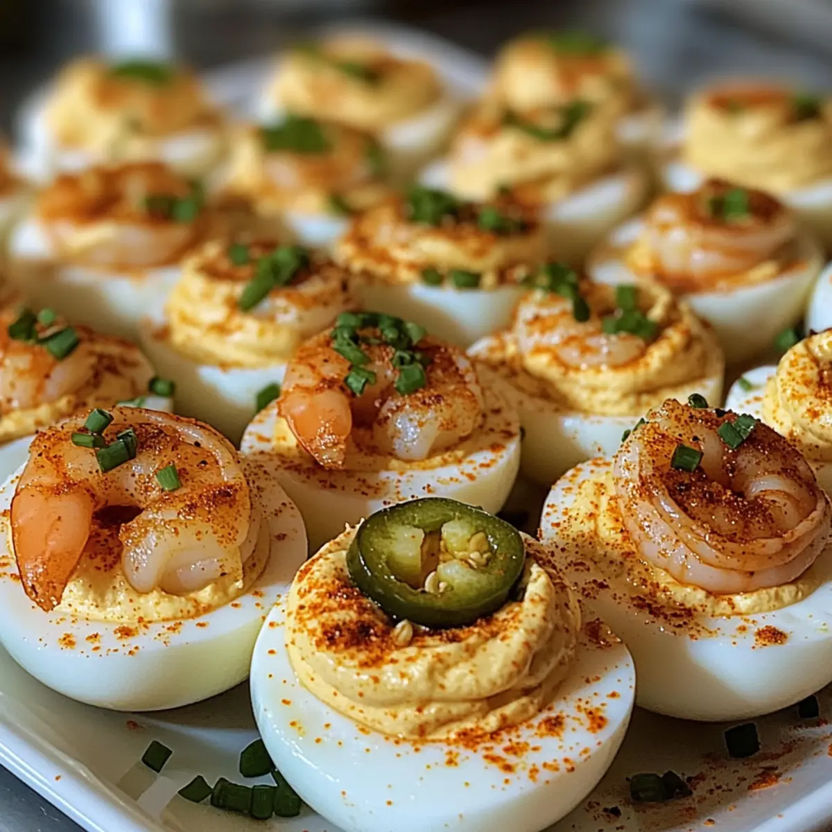 Cajun Garnelen gefüllte Eier für jeden Anlass