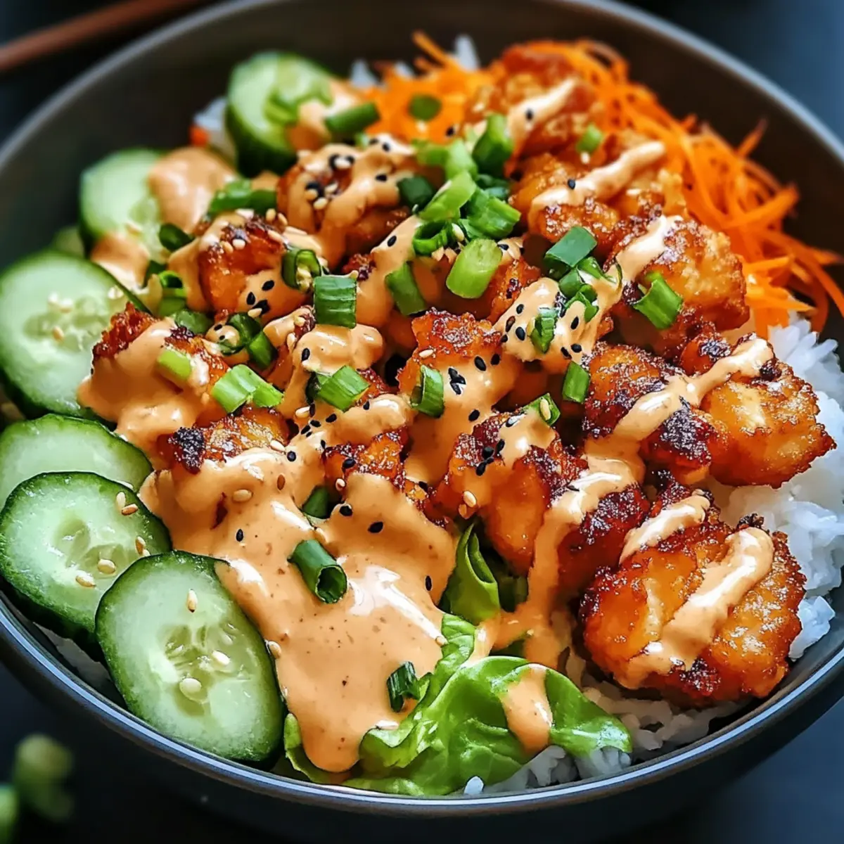 Crispy Bang Bang Hähnchen Schüssel in 30 Minuten