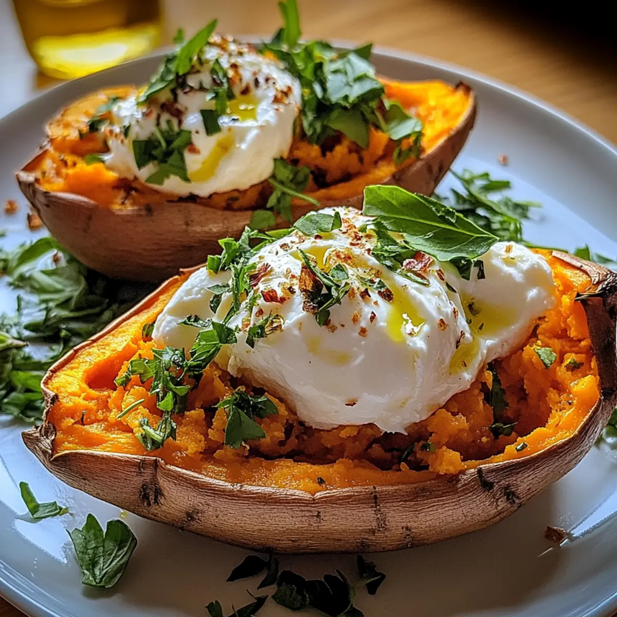 Gefüllte Süßkartoffeln mit Burrata – Einfach und Lecker