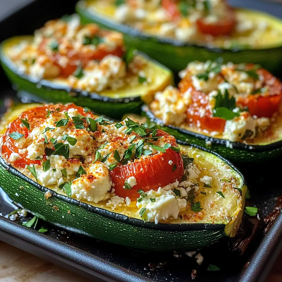 Gefüllte Zucchini mit Feta im mediterranen Stil