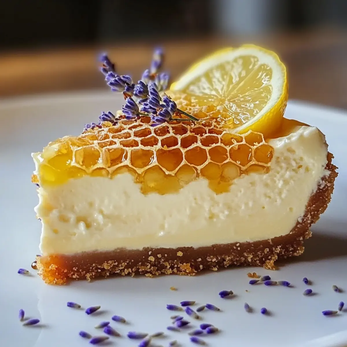 Zitronen-Lavendel-Käsekuchen mit Honigwabe genießen