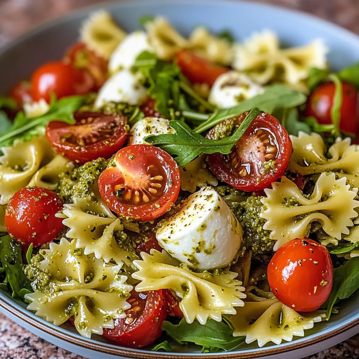 Mediterraner Nudelsalat mit Pesto in 15 Minuten