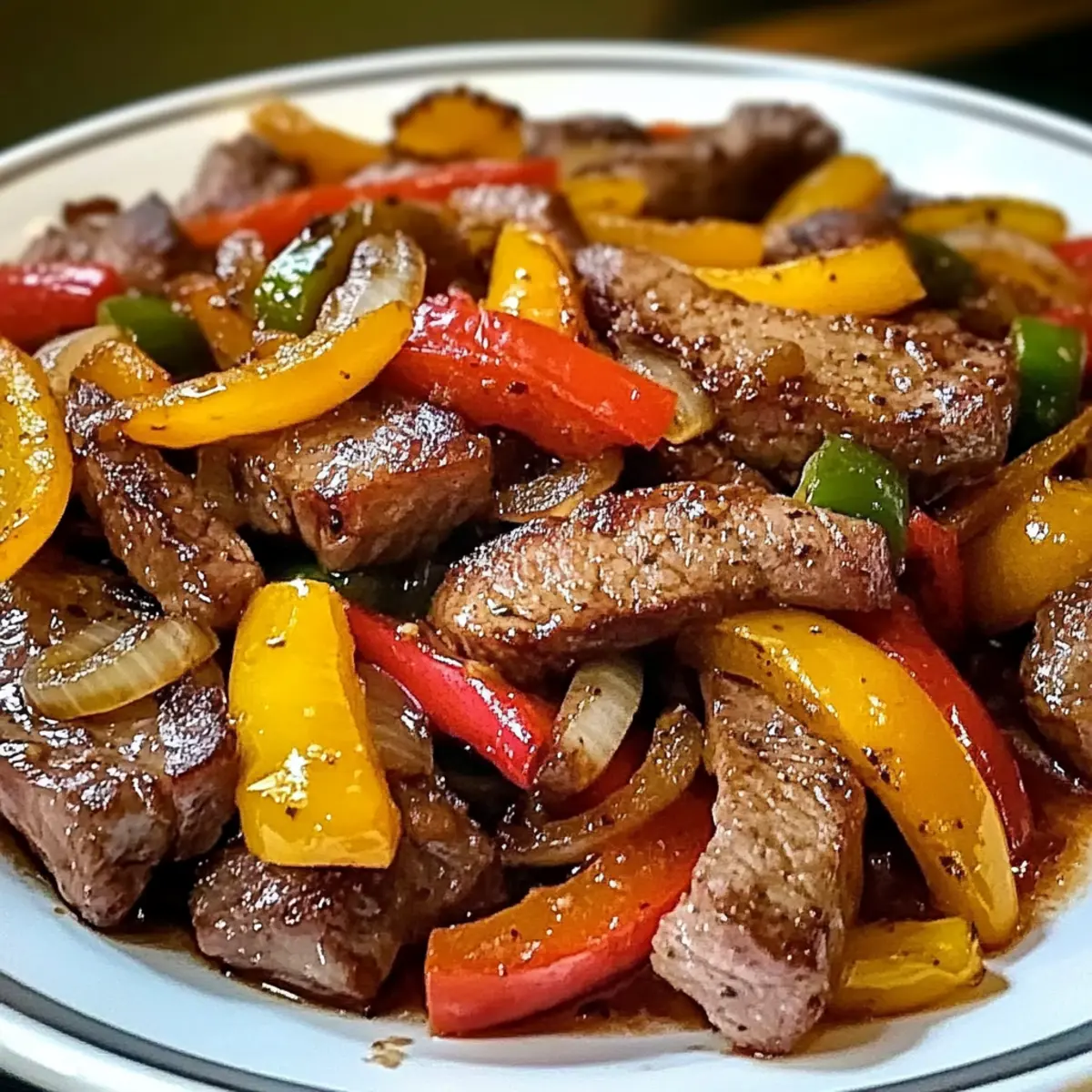 Pfeffersteak mit Paprika und Zwiebeln ganz einfach