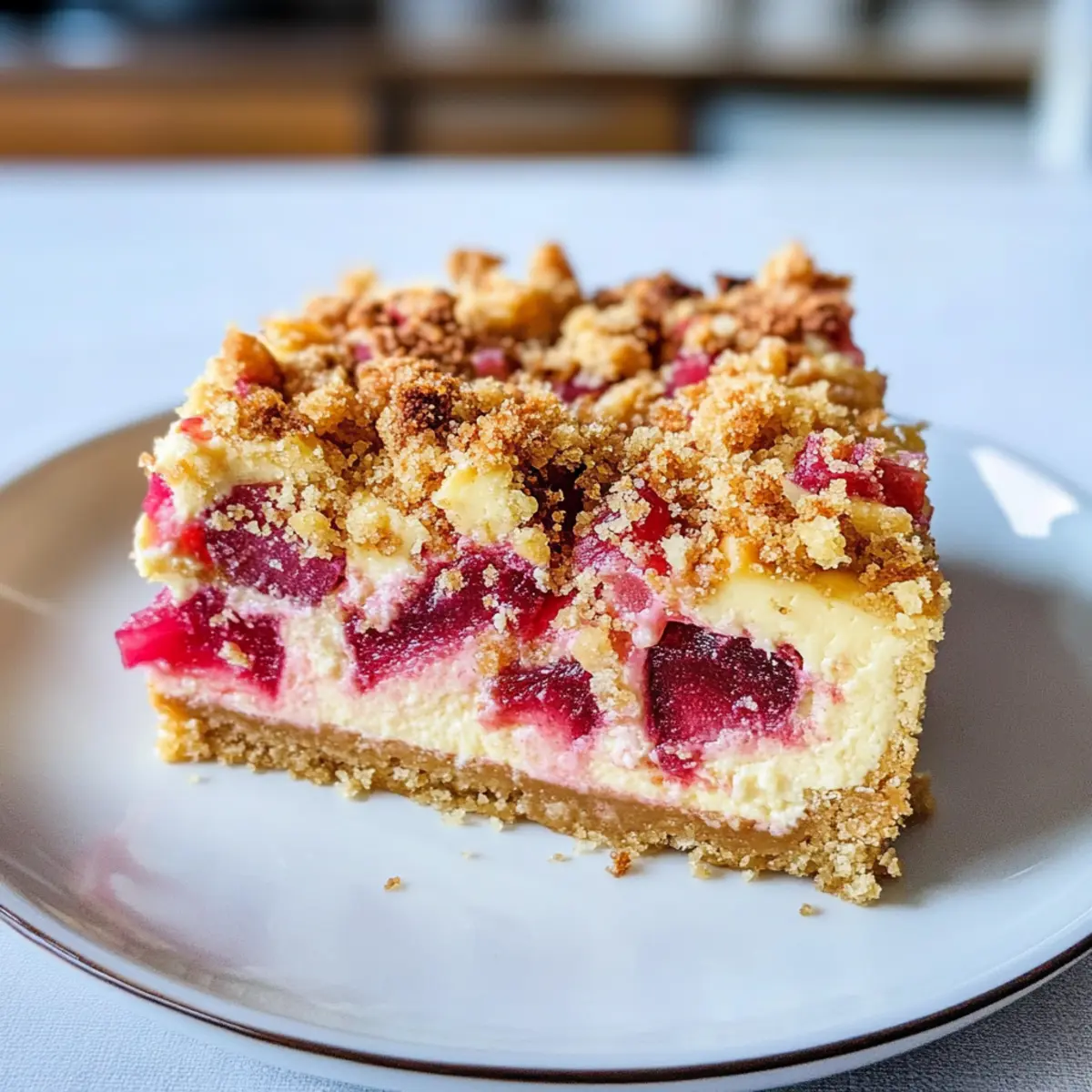 Rhabarber-Käsekuchen mit Streuseln einfach gemacht
