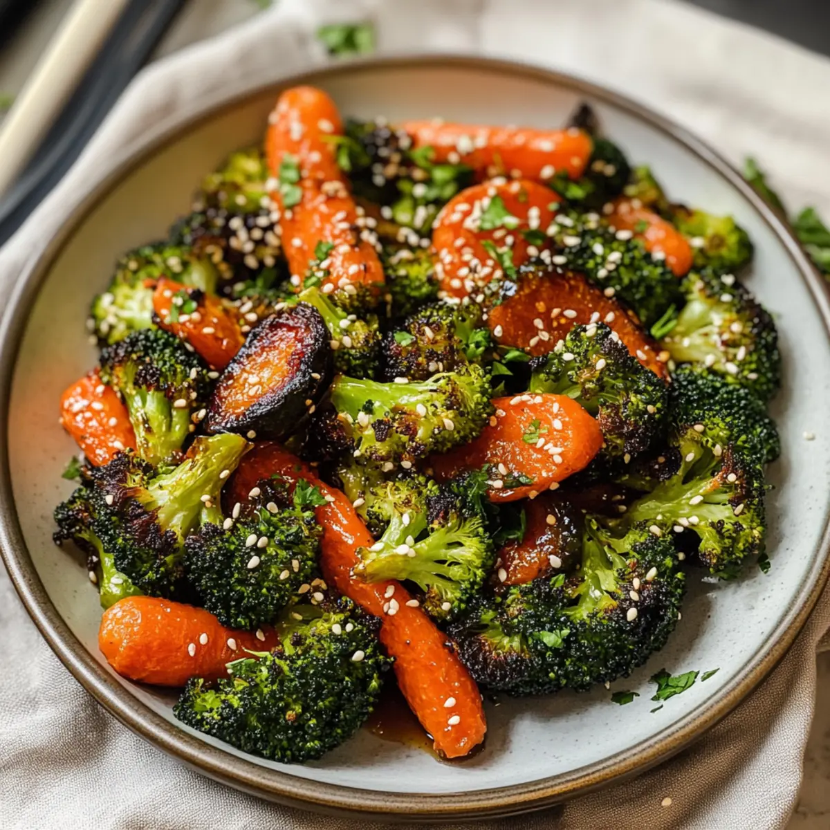 Gerösteter Brokkoli & Karotten mit asiatischen Aromen