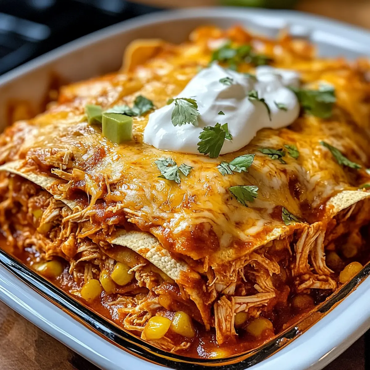 Zerrissenes Hühnchen Enchilada Auflauf für Einsteiger