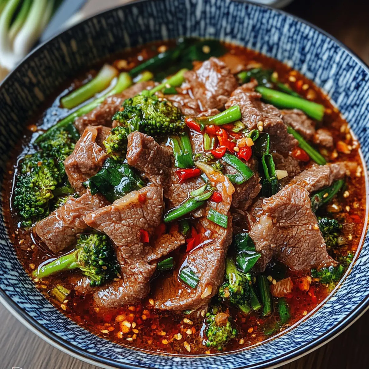 Sichuan gekochtes Rindfleisch mit würziger Soße