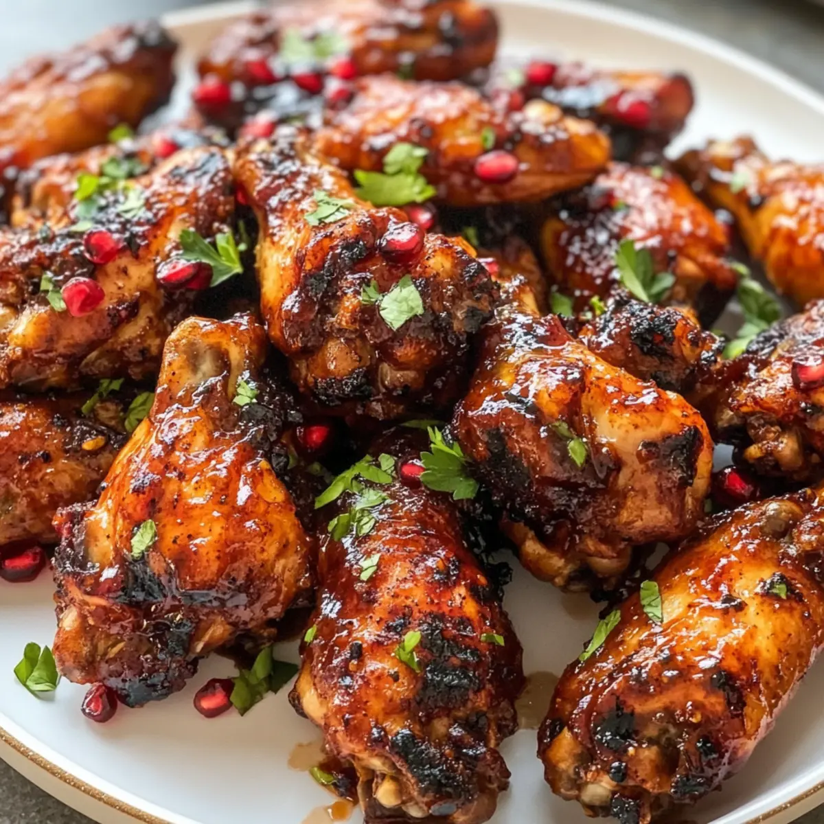Rauchige Harissa- und Granatapfel-BBQ-Flügel frisch grillen