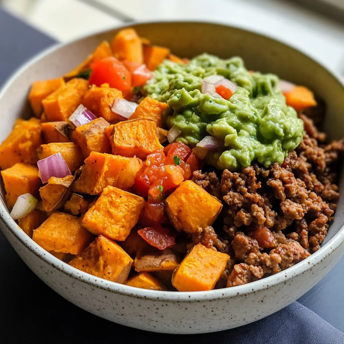 Süßkartoffel Burrito Schüssel für gesundes Essen