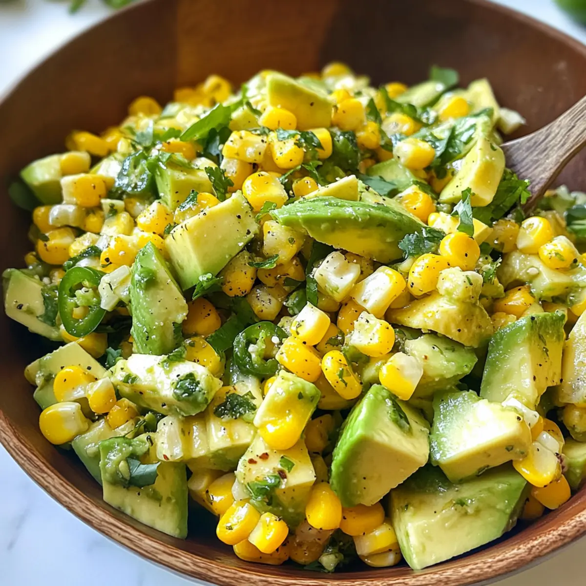 Süßer Mais Avocado Salat mit frischem Kick