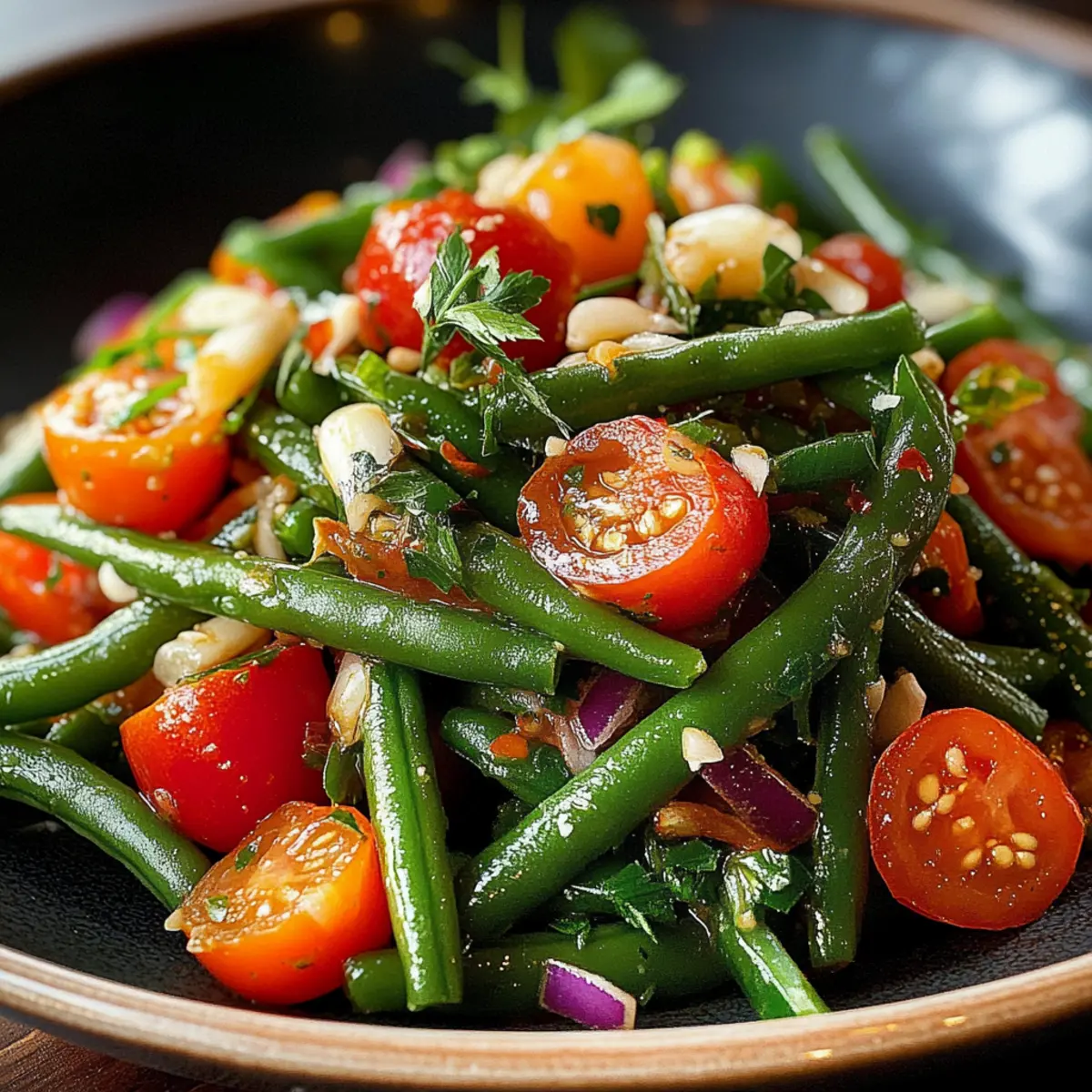 Frischer Thai-Salat mit langen Bohnen und Erdnüssen