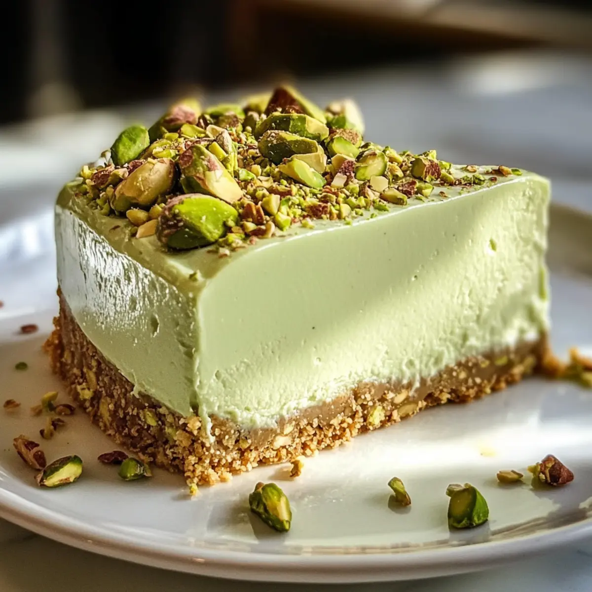 Veganer Pistazienkäsekuchen mit Cashew-Creme
