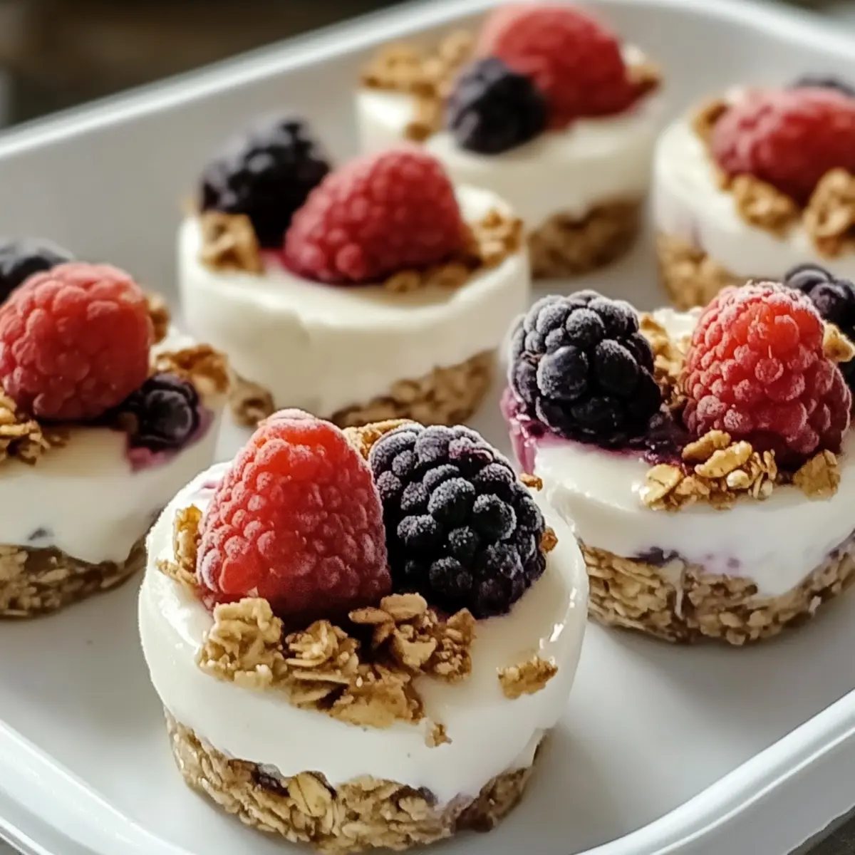 5-Zutaten gefrorene Joghurt Granola Bissen genießen