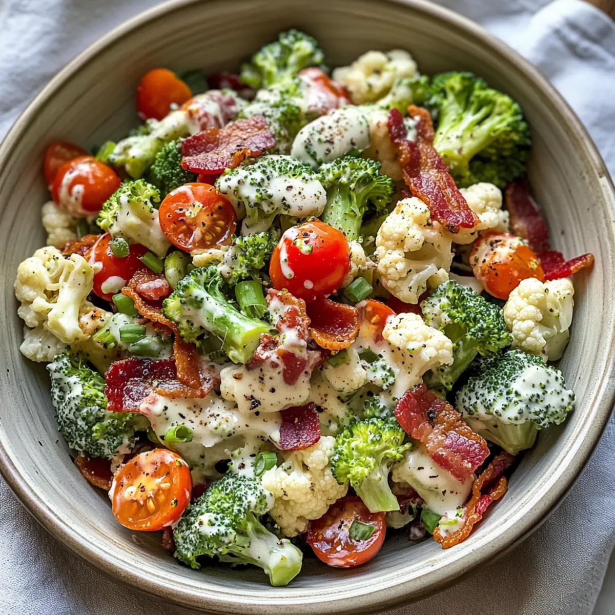 Brokkoli Blumenkohl Salat mit Speck Genuss