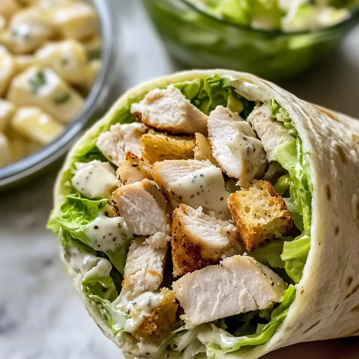 Hühnchen Caesar Wraps für schnelles Mittagessen