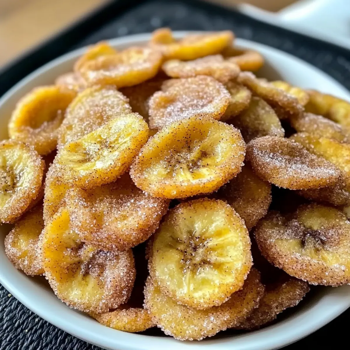 Zimt-Zucker Luftfritteuse Bananenchips ganz einfach