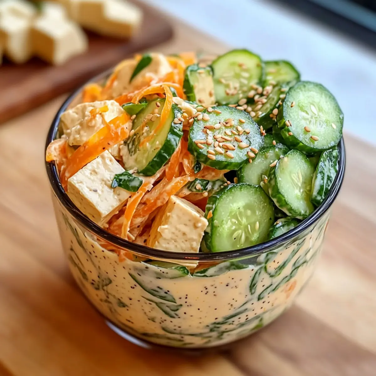 Cremige Asiatische Gurkensalat Schüssel für Frischliebhaber