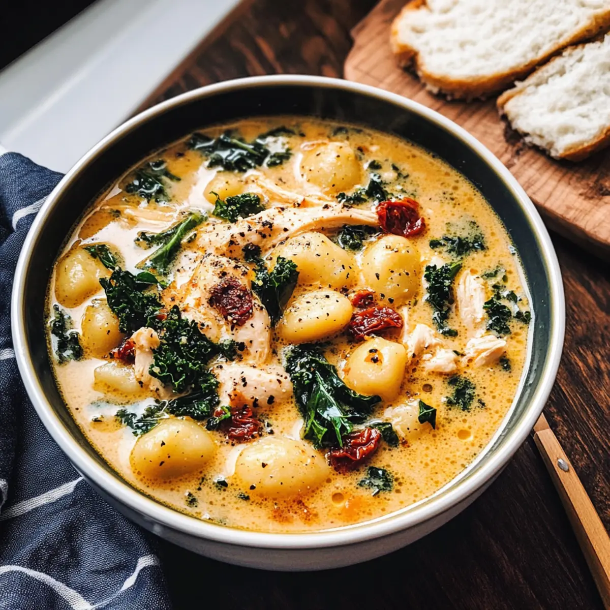 Cremige Hähnchen-Gnocchi-Suppe für kalte Abende