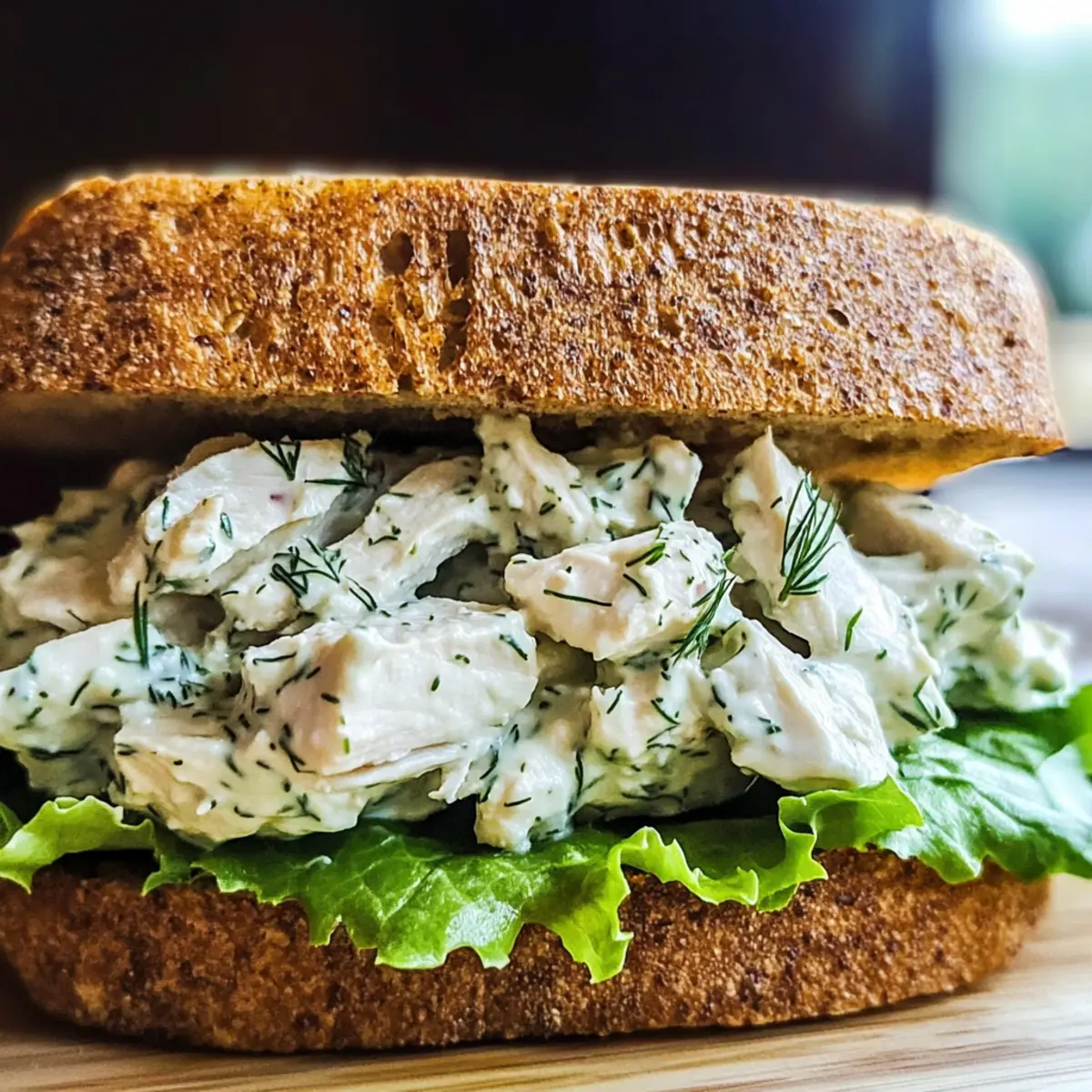 Dill Hähnchensalat Sandwich für gesunde Pausen