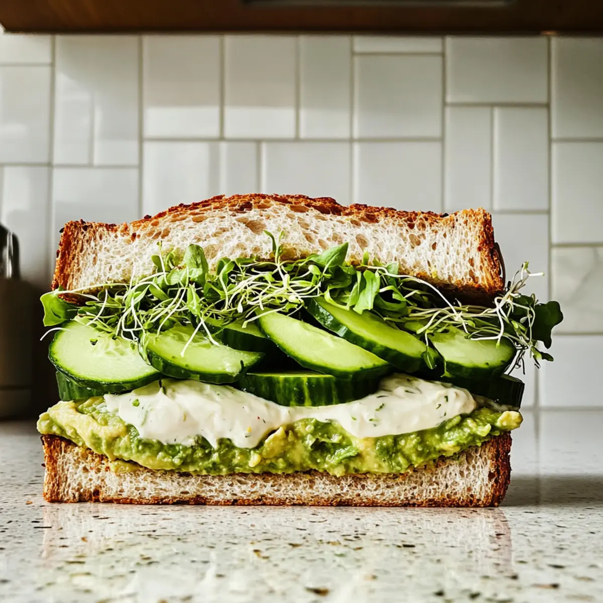 Grüner Göttin Crunch Sandwich für gesunden Genuss