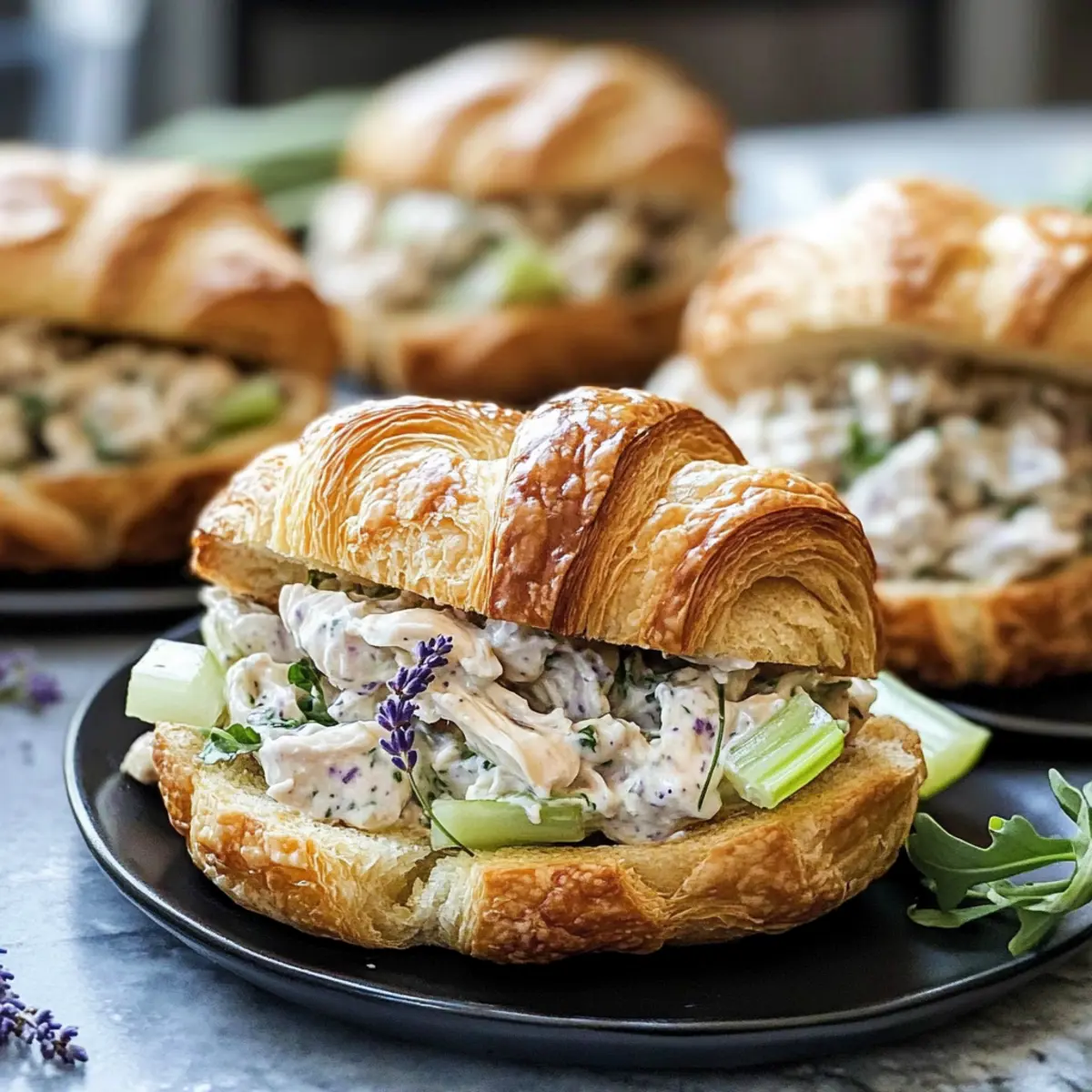 Gesunde Lavendel-Hühnchen-Salat-Sandwiches lecker und leicht
