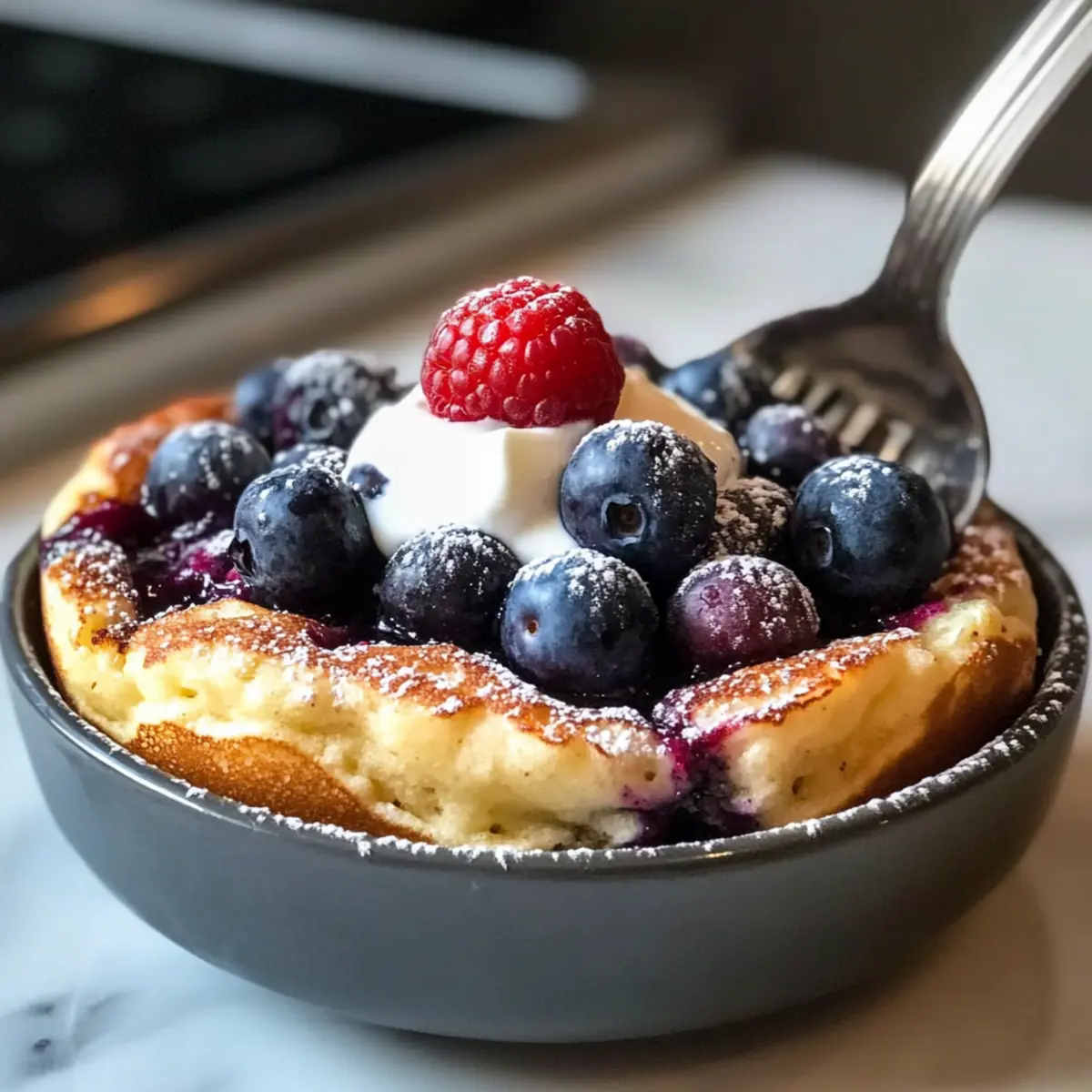 Hohe Protein-Pfannkuchen-Schüssel für Meal Prep