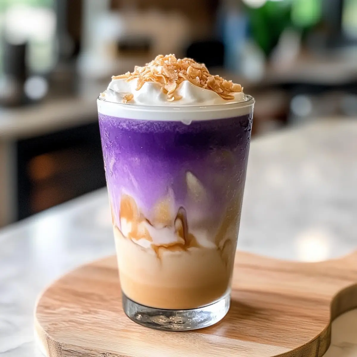 Eisige Ube Kokosnuss Macchiato einfach selbstgemacht