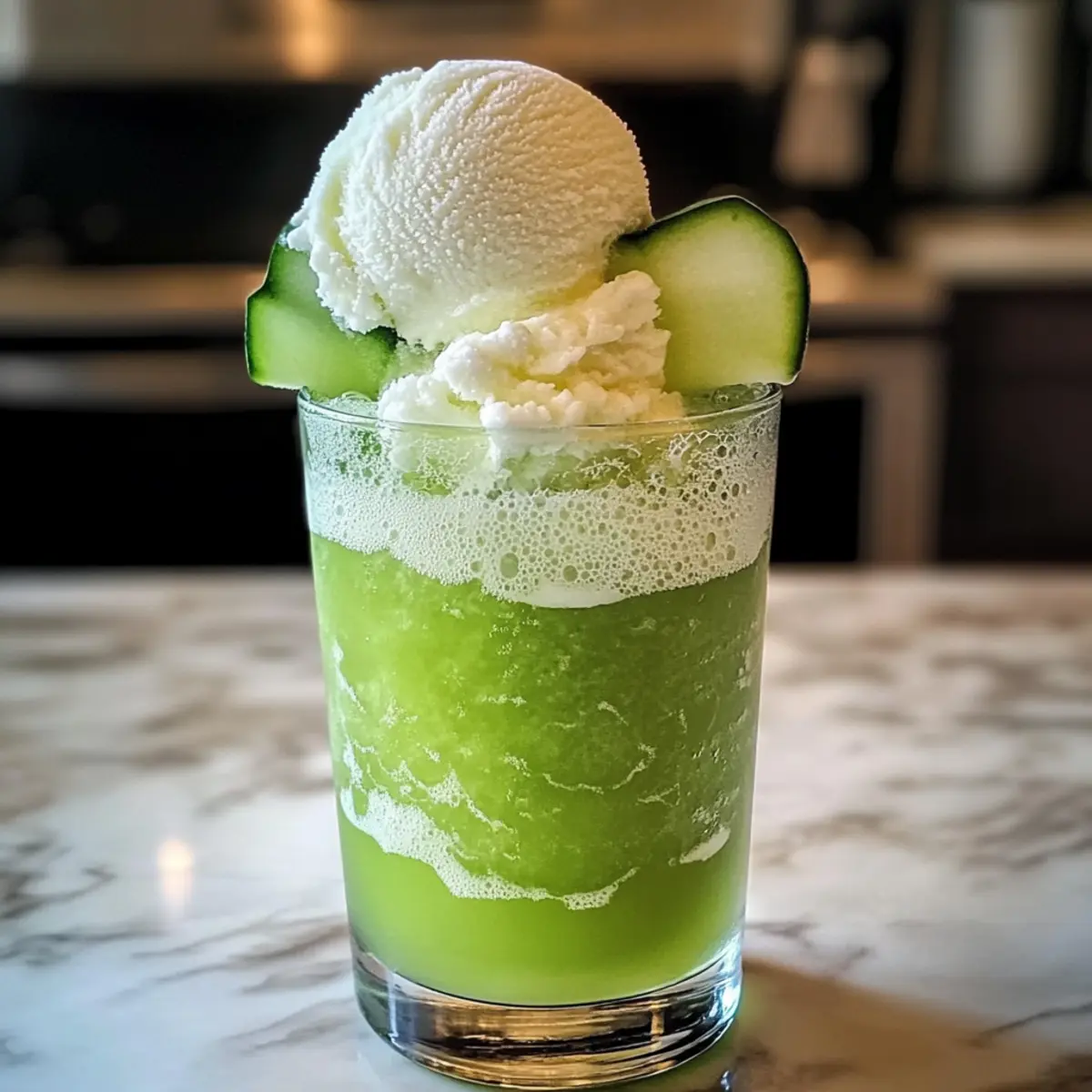 Erfrischender Melonencreme-Soda Float für den Sommer