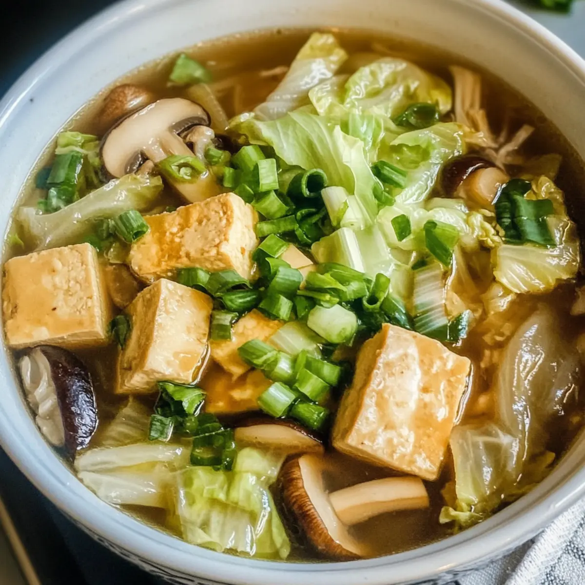 Napa-Kohl-Tofu-Suppe für schnelle Wohlfühlmomente